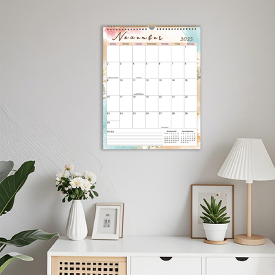 Kalender dinding khusus yang dapat disesuaikan dengan tata letak tampilan bulanan dan ikatan spiral