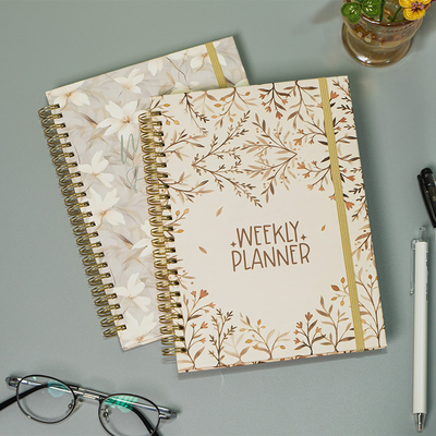 Notebook Hardcover Spiral Kustom dengan Sampul Kertas Putih Ukuran 5.8 x 8.3 Inci dengan Pilihan Personalisasi